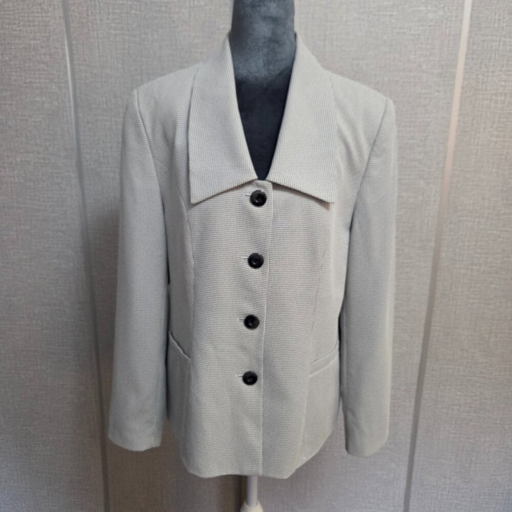 Vintage Amanda Smith Fine Scale Navy Houndstooth Blazer Size 12
